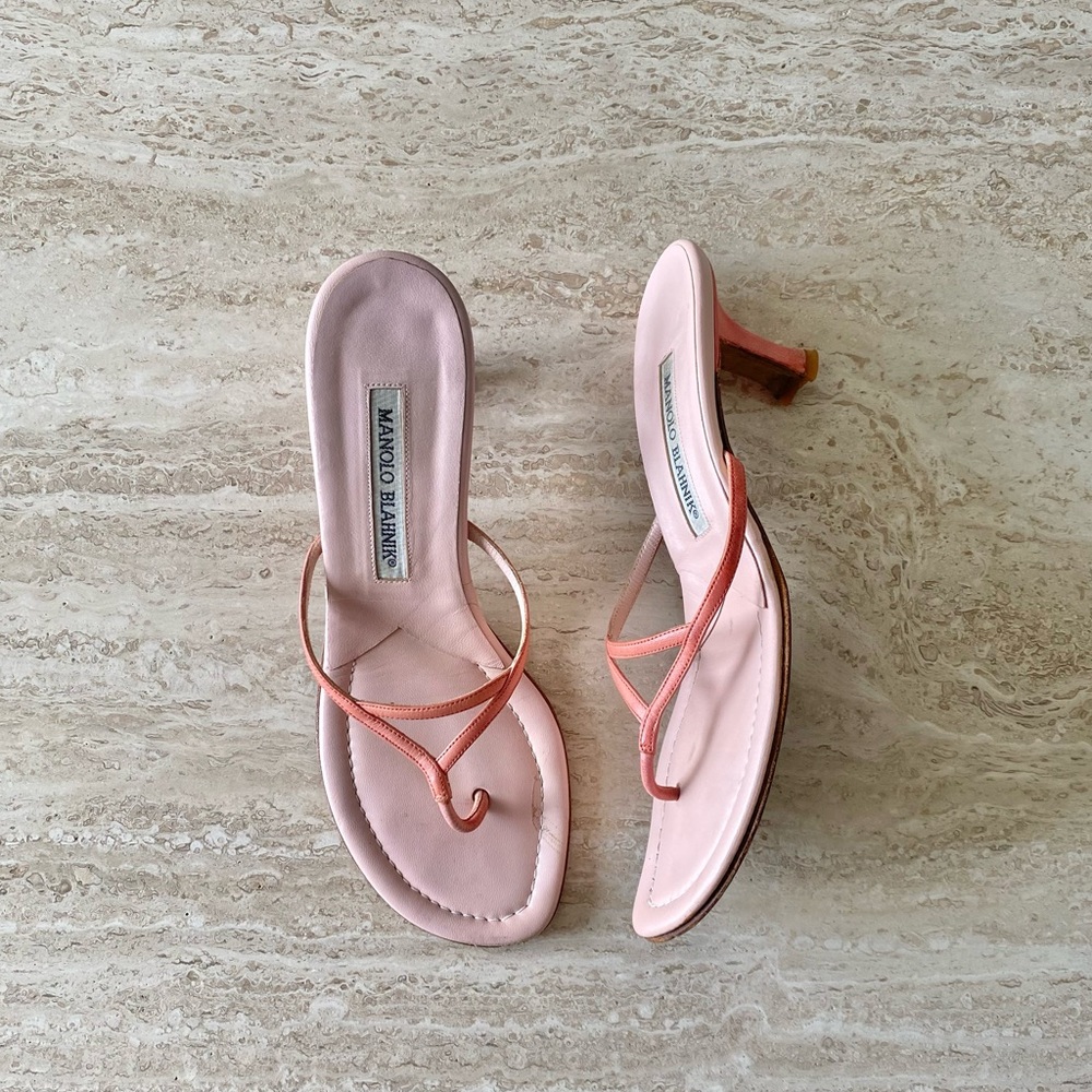 Vintage Manolo Blahnik Thong Sandal Heels - Picture 2 of 10